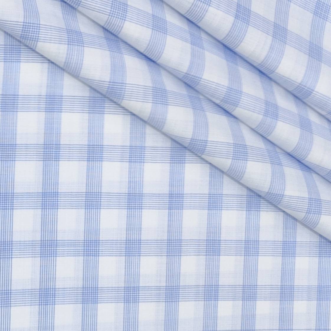 Shirt Fabric Grasim 100% Cotton Check Colour Blue N White