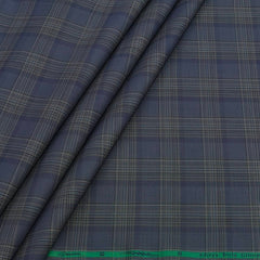 Shirt Fabric Grasim 100% Cotton Check Colour Grey N Blue