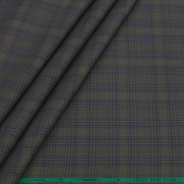 Shirt Fabric Grasim 100% Cotton Check Colour Dusty Dark Brown