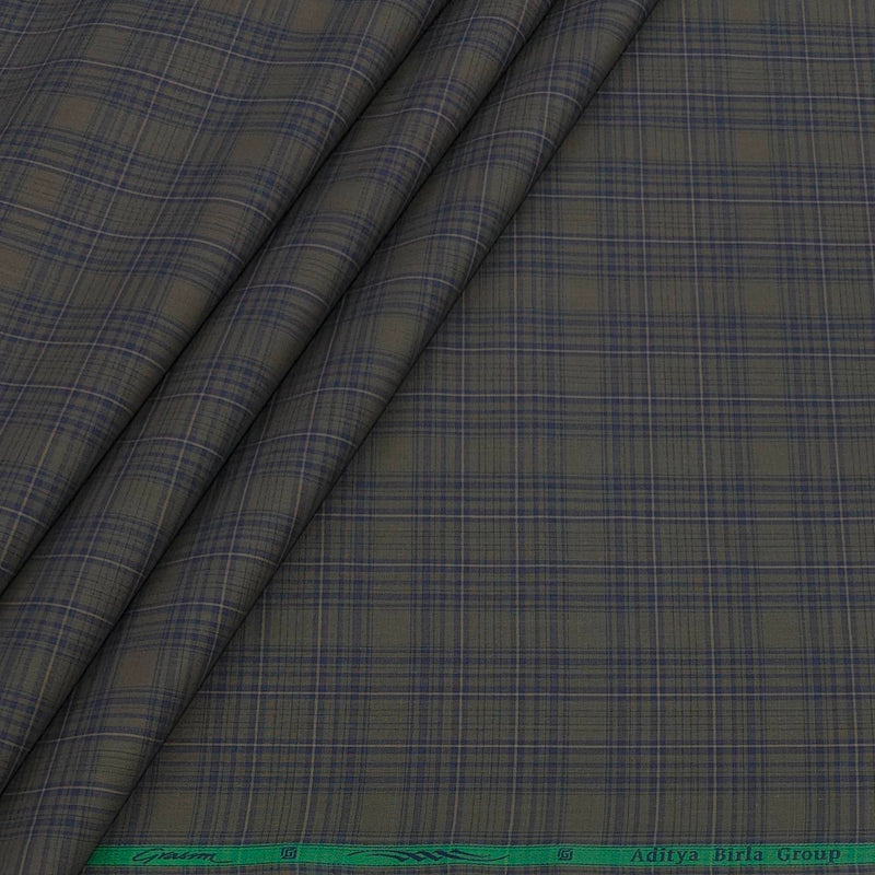 Shirt Fabric Grasim 100% Cotton Check Colour Dusty Dark Brown