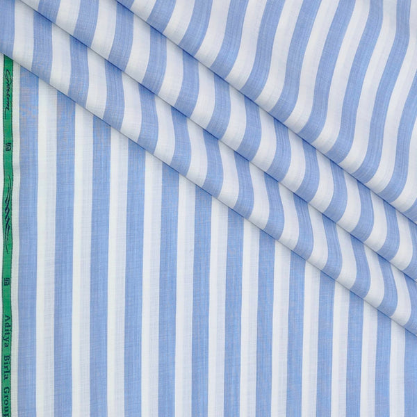Shirt Fabric Grasim 100% Cotton Patta Lining Colour Blue N White