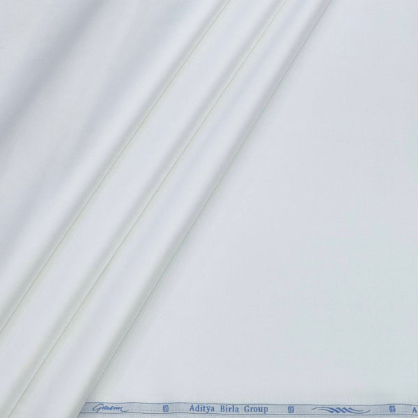 Shirt Fabric Grasim Giza Cotton Plain Colour White
