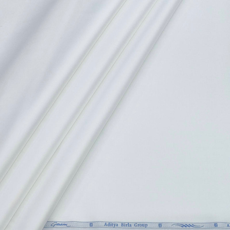 Shirt Fabric Grasim Giza Cotton Plain Colour White