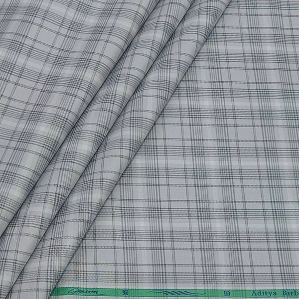 Shirt Fabric Grasim 100% Cotton Check Colour Grey