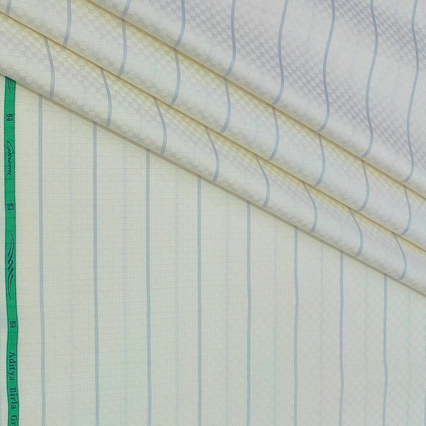 Shirt Fabric Grasim 100% Cotton Broad Lining With Jacquard Colour Cream