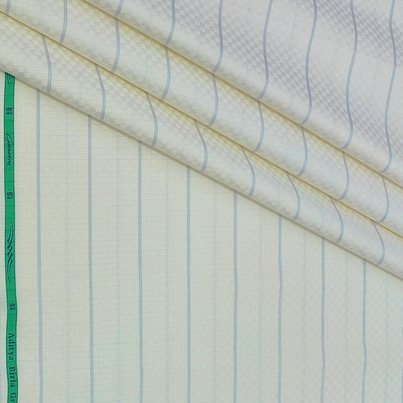 Shirt Fabric Grasim 100% Cotton Broad Lining With Jacquard Colour Cream