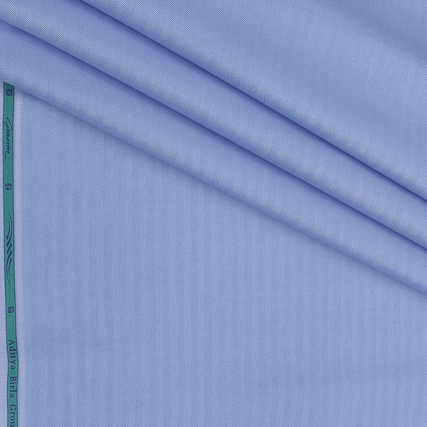 Shirt Fabric Grasim 100% Cotton Herringbone Colour Shine Blue