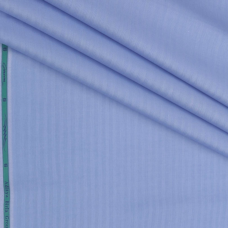 Shirt Fabric Grasim 100% Cotton Herringbone Colour Shine Blue