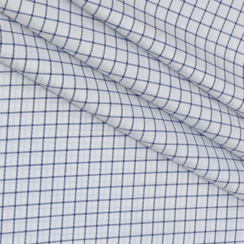Shirt Fabric Grasim 100% Cotton Check Colour Blue N White