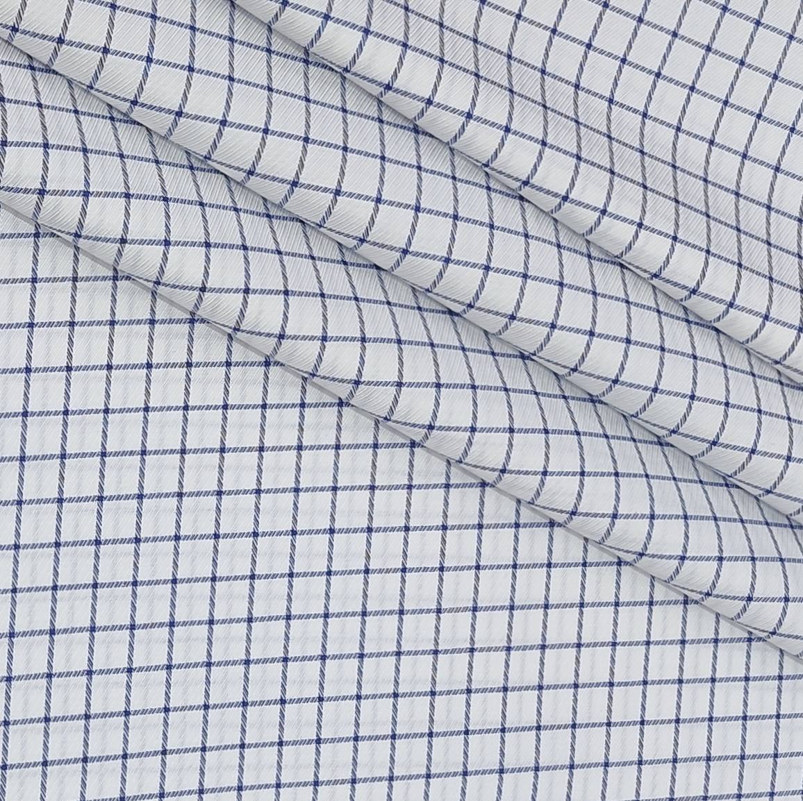 Shirt Fabric Grasim 100% Cotton Check Colour Blue N White