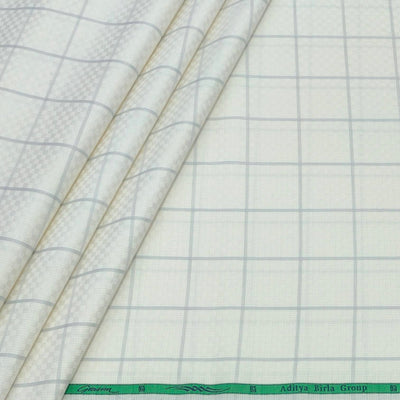 Shirt Fabric Grasim 100% Cotton Check With Jacquard Colour Cream