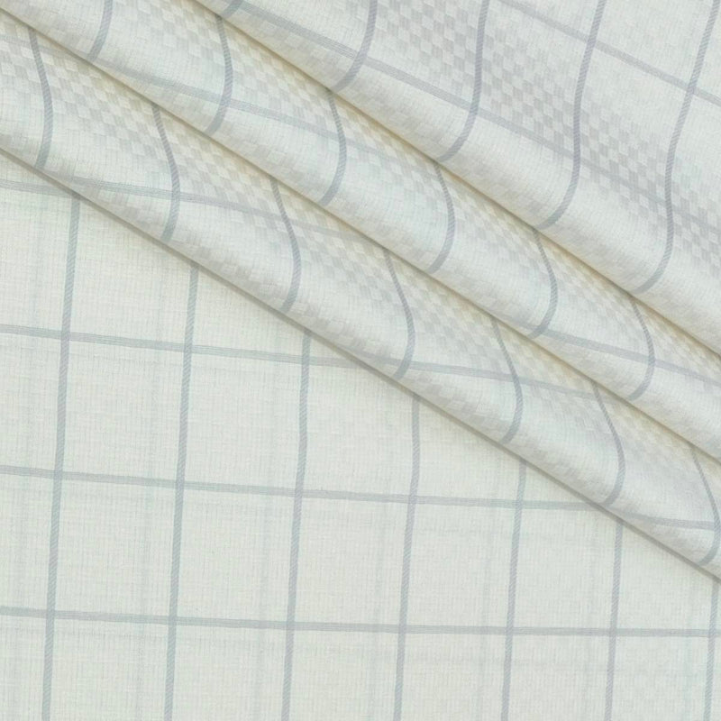 Shirt Fabric Grasim 100% Cotton Check With Jacquard Colour Cream