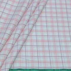 Shirt Fabric Grasim 100% Cotton Broad Check Colour Pink N Lavender