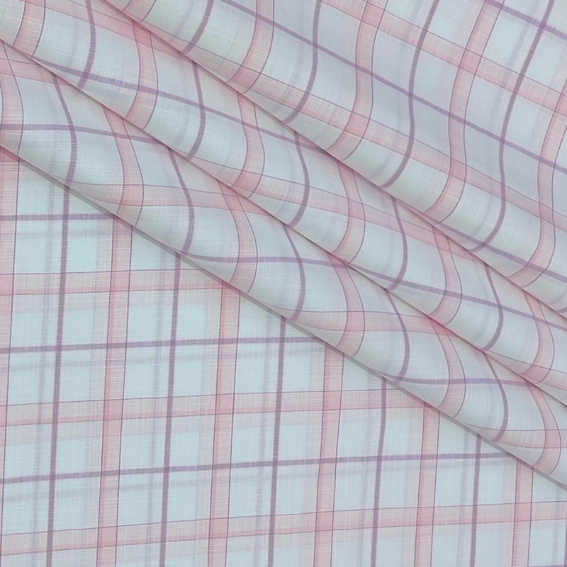 Shirt Fabric Grasim 100% Cotton Broad Check Colour Pink N Lavender