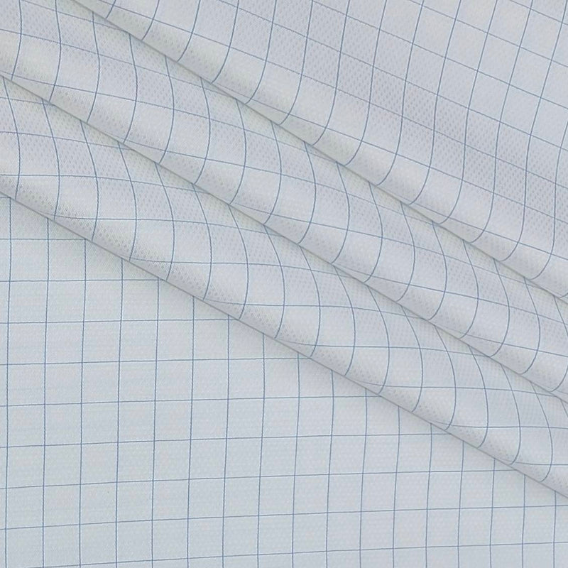 Shirt Fabric Grasim 100% Cotton Check Colour Blue N White