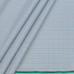 Shirt Fabric Grasim 100% Cotton Check Colour Blue N Grey