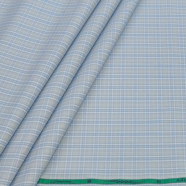 Shirt Fabric Grasim 100% Cotton Check Colour Blue N Grey