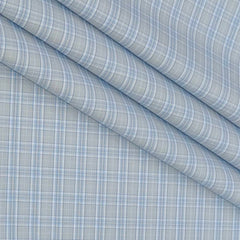 Shirt Fabric Grasim 100% Cotton Check Colour Blue N Grey