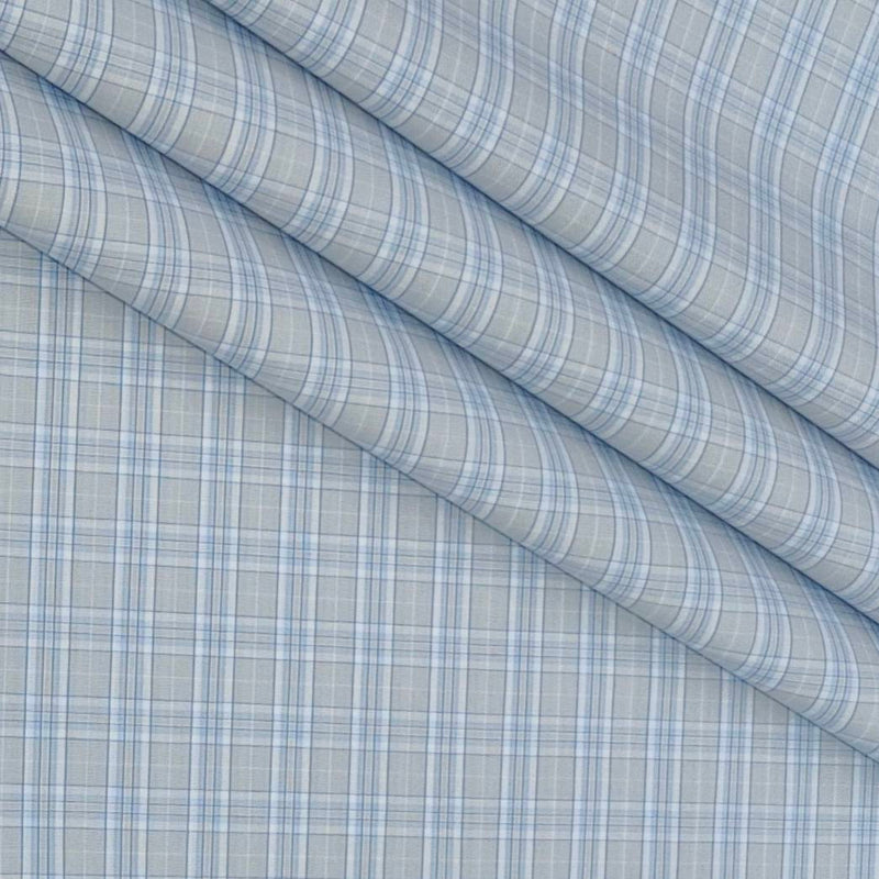 Shirt Fabric Grasim 100% Cotton Check Colour Blue N Grey