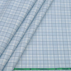 Shirt Fabric Grasim 100% Cotton Check Colour Light Blue