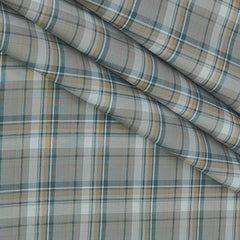 Shirt Fabric Grasim 100% Cotton Check Colour Grey N Brown