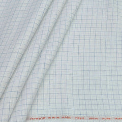 Shirt Fabric Arvind 60 Lea Pure Linen Check Colour Blue N White