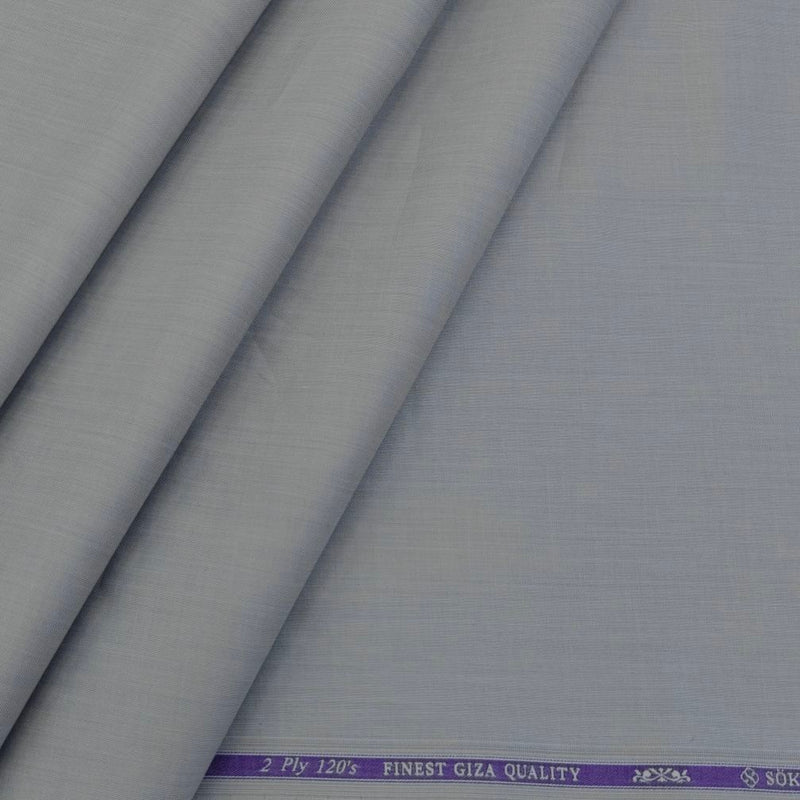 Shirt Fabric Soktas 2/120s Finest Giza Cotton Plain Colour Grey