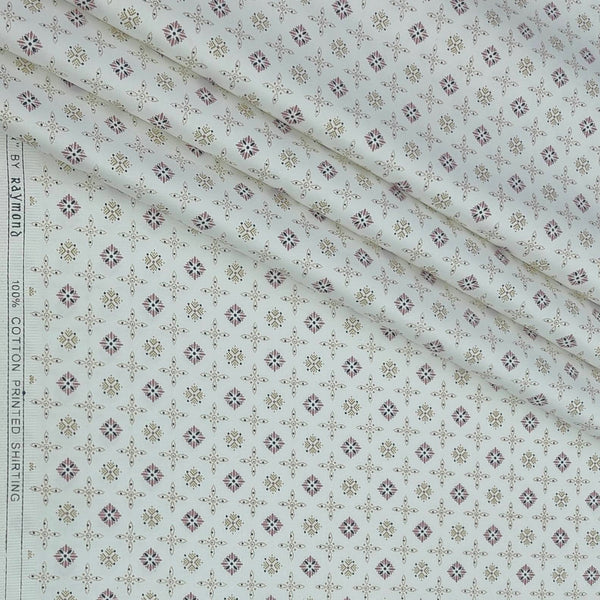 Shirt Fabric Raymond 100% Giza Cotton Print Colour Off White
