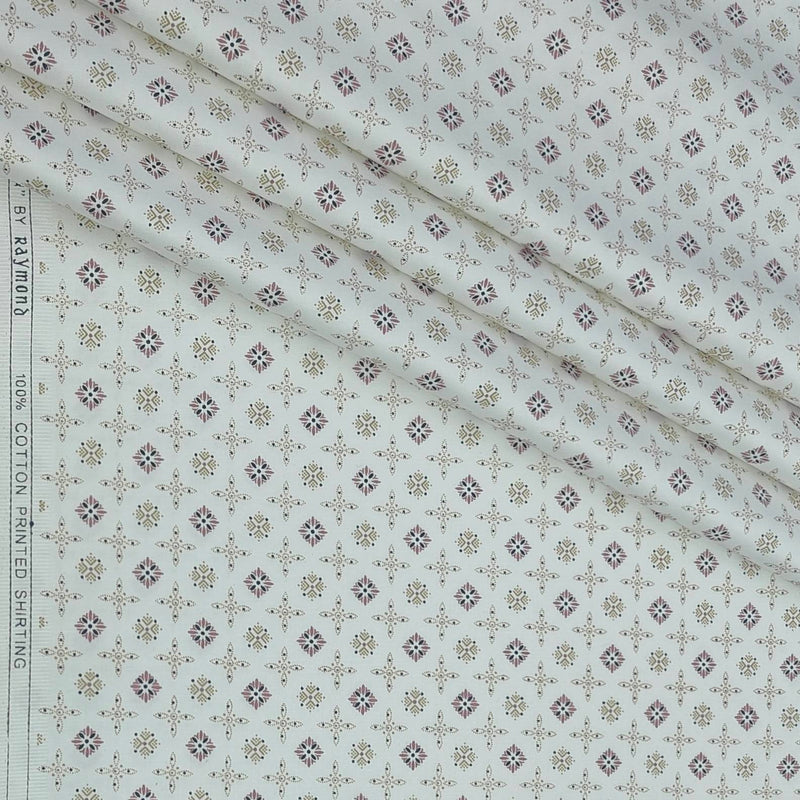Shirt Fabric Raymond 100% Giza Cotton Print Colour Off White