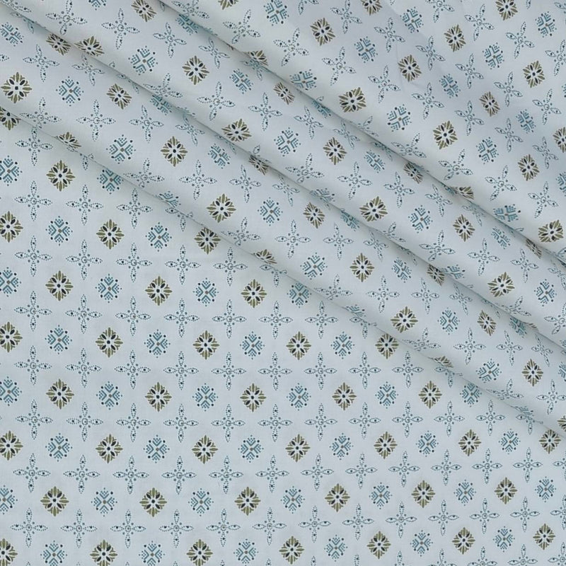 Shirt Fabric Raymond 100% Giza Cotton Print Colour Mint Green N White