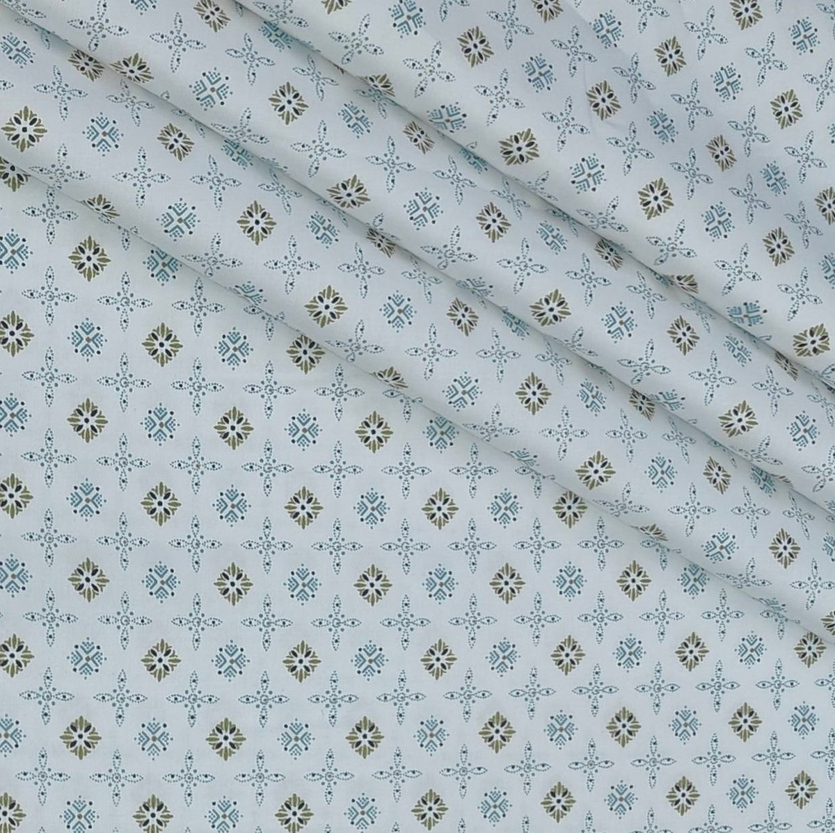 Shirt Fabric Raymond 100% Giza Cotton Print Colour Mint Green N White