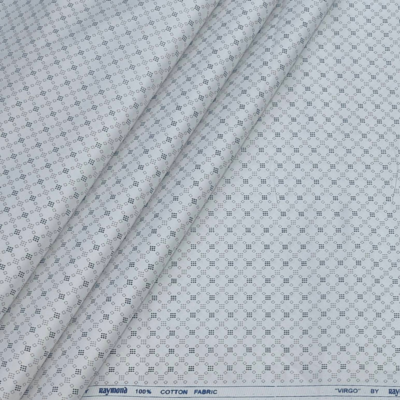 SHIRT FABRIC RAYMOND 100% GIZA COTTON PRINT COLOUR GREY N WHITE view 1