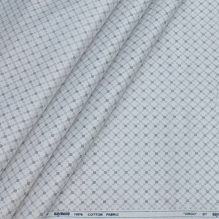 Shirt Fabric Raymond 100% Giza Cotton Print Colour Grey N White