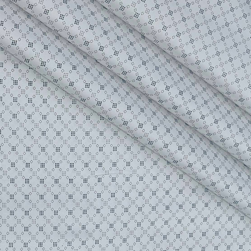 SHIRT FABRIC RAYMOND 100% GIZA COTTON PRINT COLOUR GREY N WHITE view 2