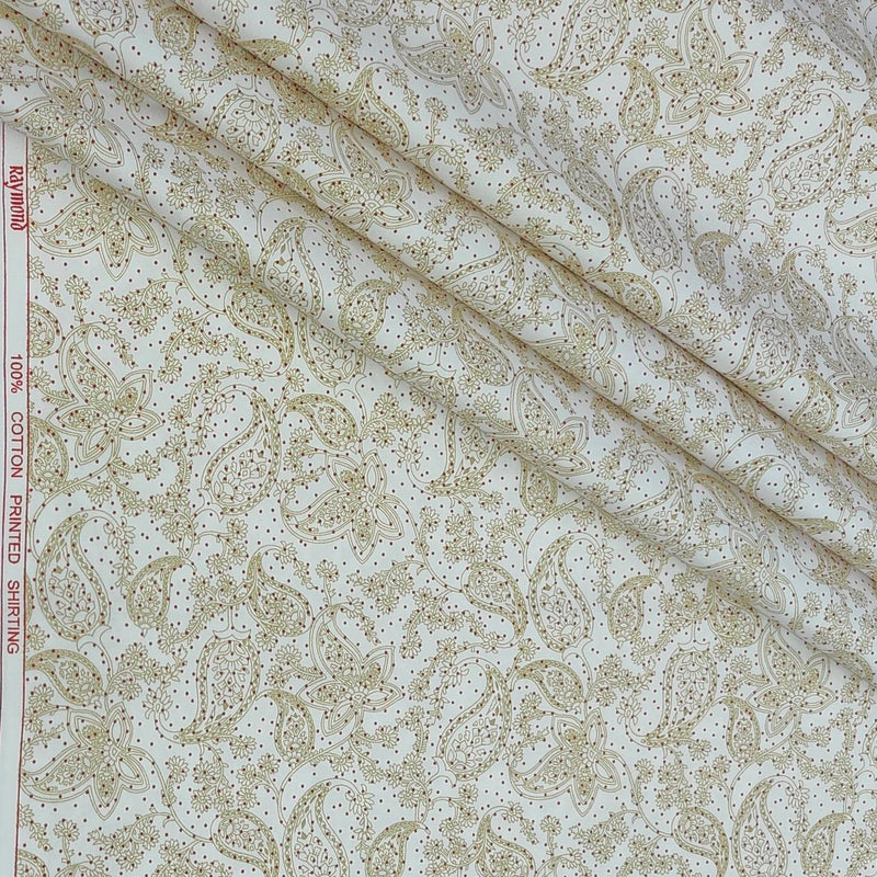 Shirt Fabric Raymond 100% Giza Cotton Print Colour Tan Beige