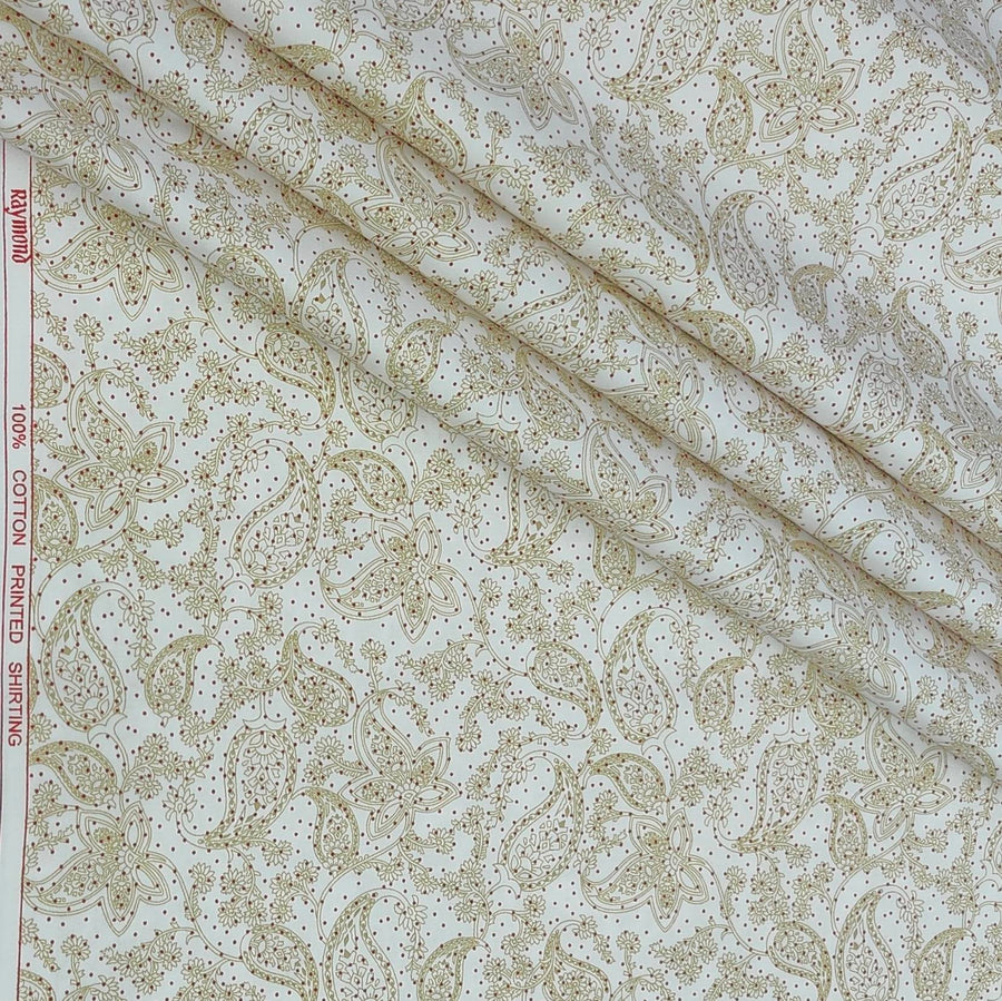 Shirt Fabric Raymond 100% Giza Cotton Print Colour Tan Beige
