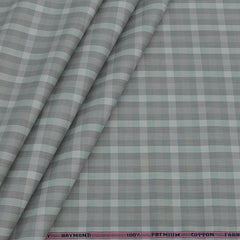 Shirt Fabric Raymond 100% Giza Cotton Broad Check Colour Greenish Grey