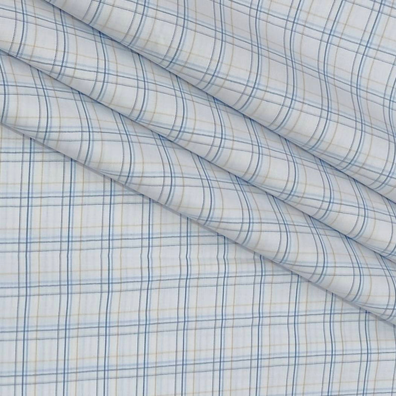Shirt Fabric Arvind 100% Pure Cotton Check Colour Blue N White