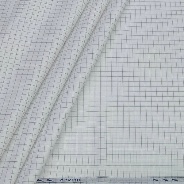 Shirt Fabric Arvind 100% Pure Cotton Check Colour Grey N White
