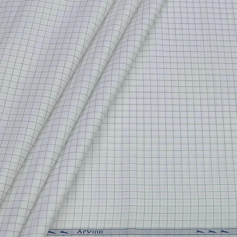 Shirt Fabric Arvind 100% Pure Cotton Check Colour Grey N White