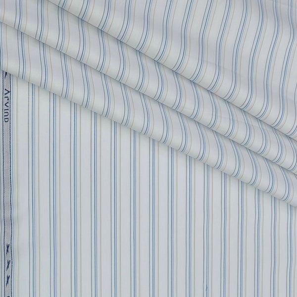 Shirt Fabric Arvind Cotton Lining Colour Blue N White