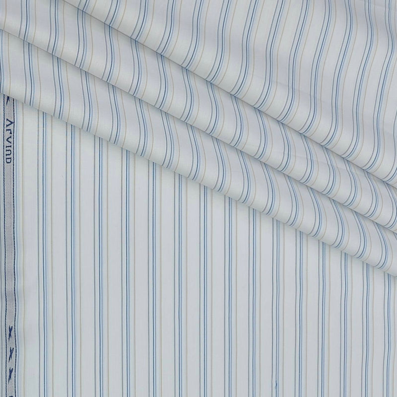 Shirt Fabric Arvind Cotton Lining Colour Blue N White