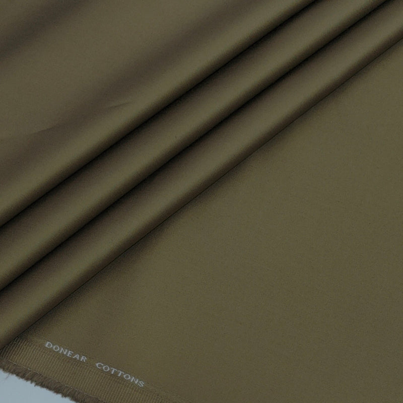 Pant Shirt Combo Donear Greenish Brown Trouser With White Plain Giza Cotton Shirt Fabric