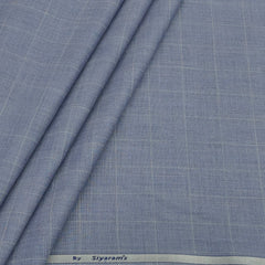 Trouser Fabric Siyaram Poly Viscose Mild Check Colour Sky Blue