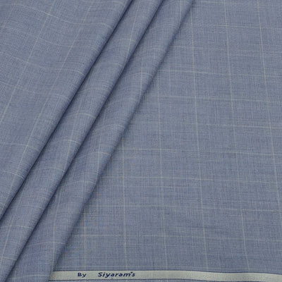 Trouser Fabric Siyaram Poly Viscose Mild Check Colour Sky Blue