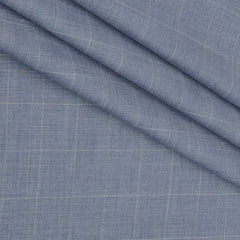 Trouser Fabric Siyaram Poly Viscose Mild Check Colour Sky Blue