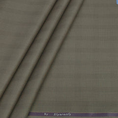 Trouser Fabric Siyaram Poly Viscose Mild Check Colour Caramel Brown