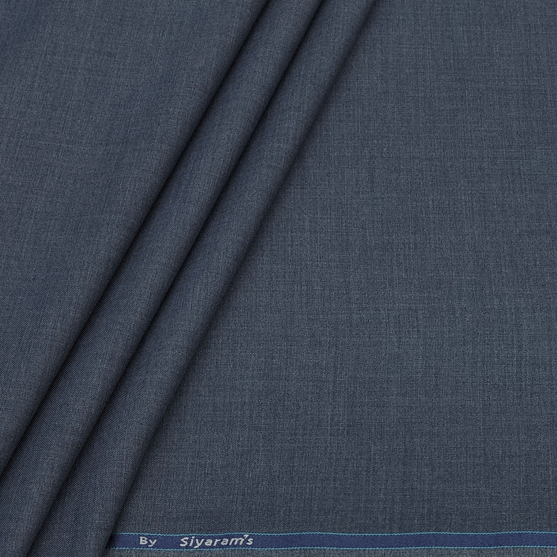 Trouser Fabric Siyaram Poly Viscose Self Slub Colour Greyish Blue