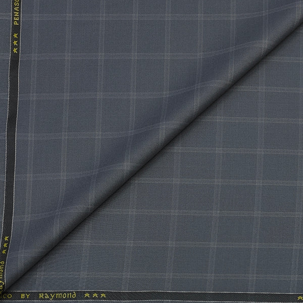 Trouser Fabric Raymond Poly Viscose Broad Check Colour Smoke Grey