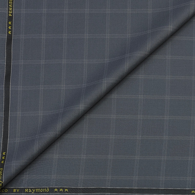 Trouser Fabric Raymond Poly Viscose Broad Check Colour Smoke Grey